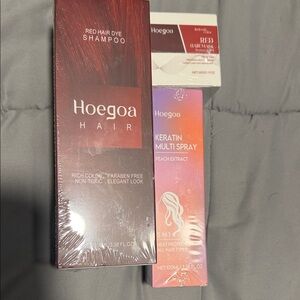 Hoegoa Hair Red Dye Shampoo + Keratin Multi Spray Bundle - Red/Pink